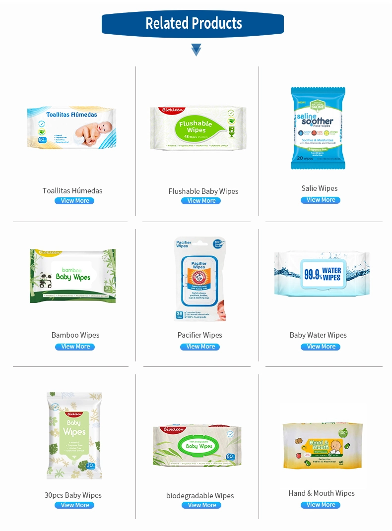 Biokleen OEM Water Baby Wipes Hypoallergenic Organic Private Label 99% Water Biodegradable Sensitive Baby Wipes