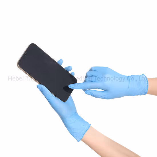 Gants jetables d'inspection en nitrile sans poudre du fabricant pour le contact alimentaire